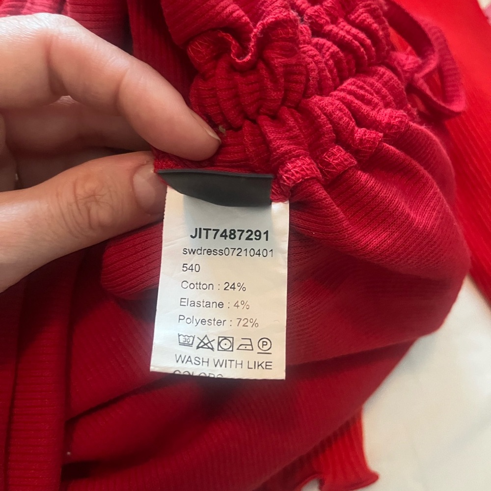 One-Shoulder Ruched Red Dress Size Small - Picture 5 of 5